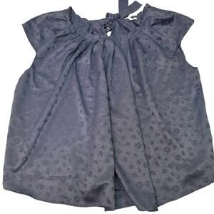 2593 Lauren Conrad Women's‎ Navy Floral Blouse with Tie Back Detail Size 0X